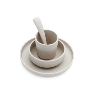Silikonski set za jelo - nježno siva