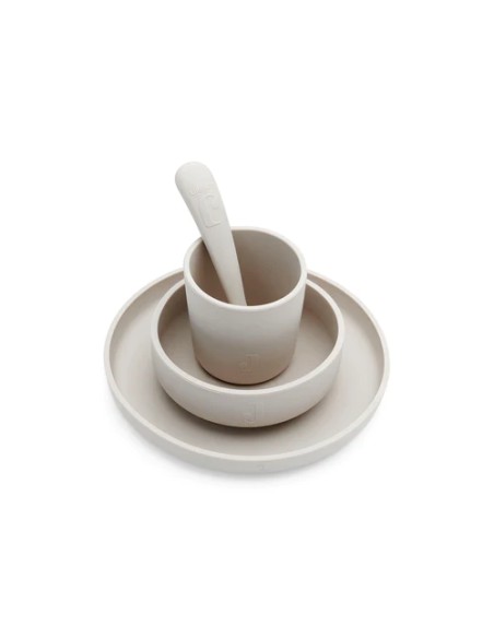 Silikonski set za jelo - nježno siva